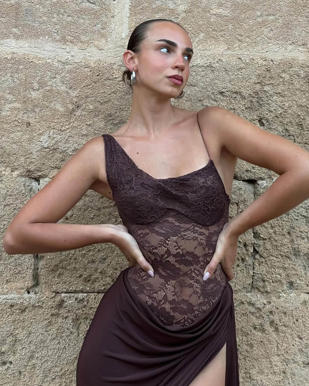 Olga One Shoulder Lace Maxi Dress - Image 6