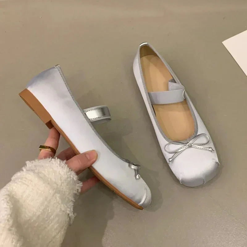 Pamela Bowtie Satin Ballet Flats - Image 6
