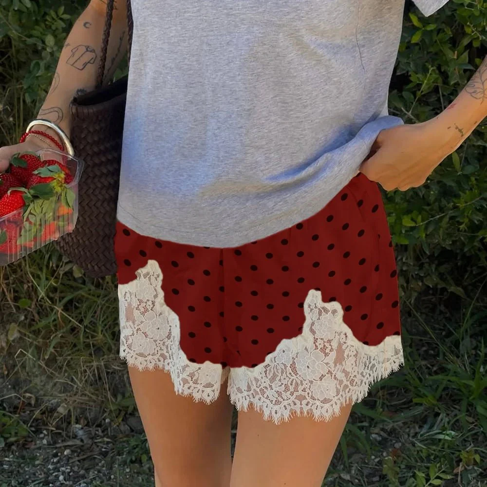 Pauleen Polka Dot Lace Trim Shorts - Image 10
