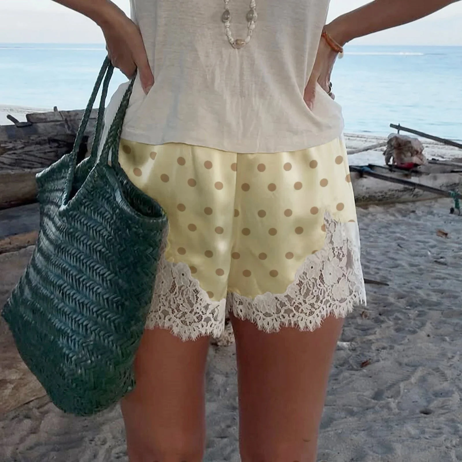 Pauleen Polka Dot Lace Trim Shorts - Image 11