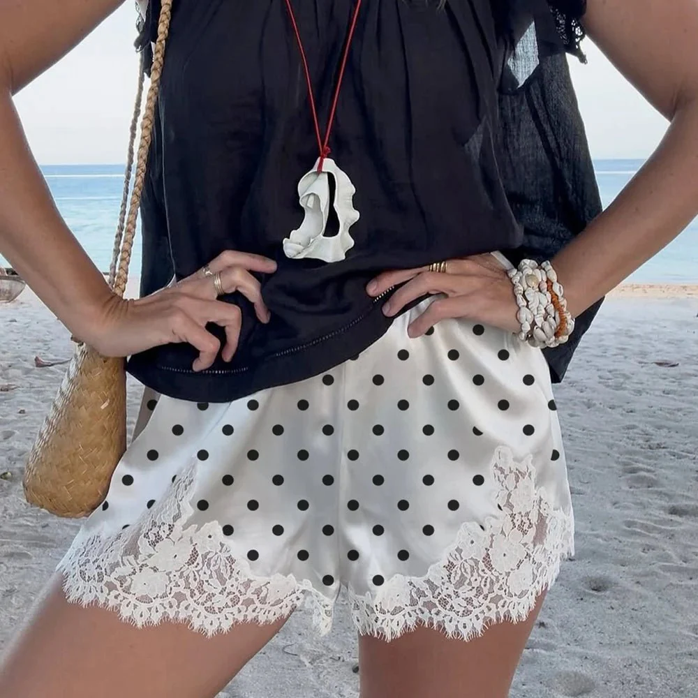 Pauleen Polka Dot Lace Trim Shorts - Image 3