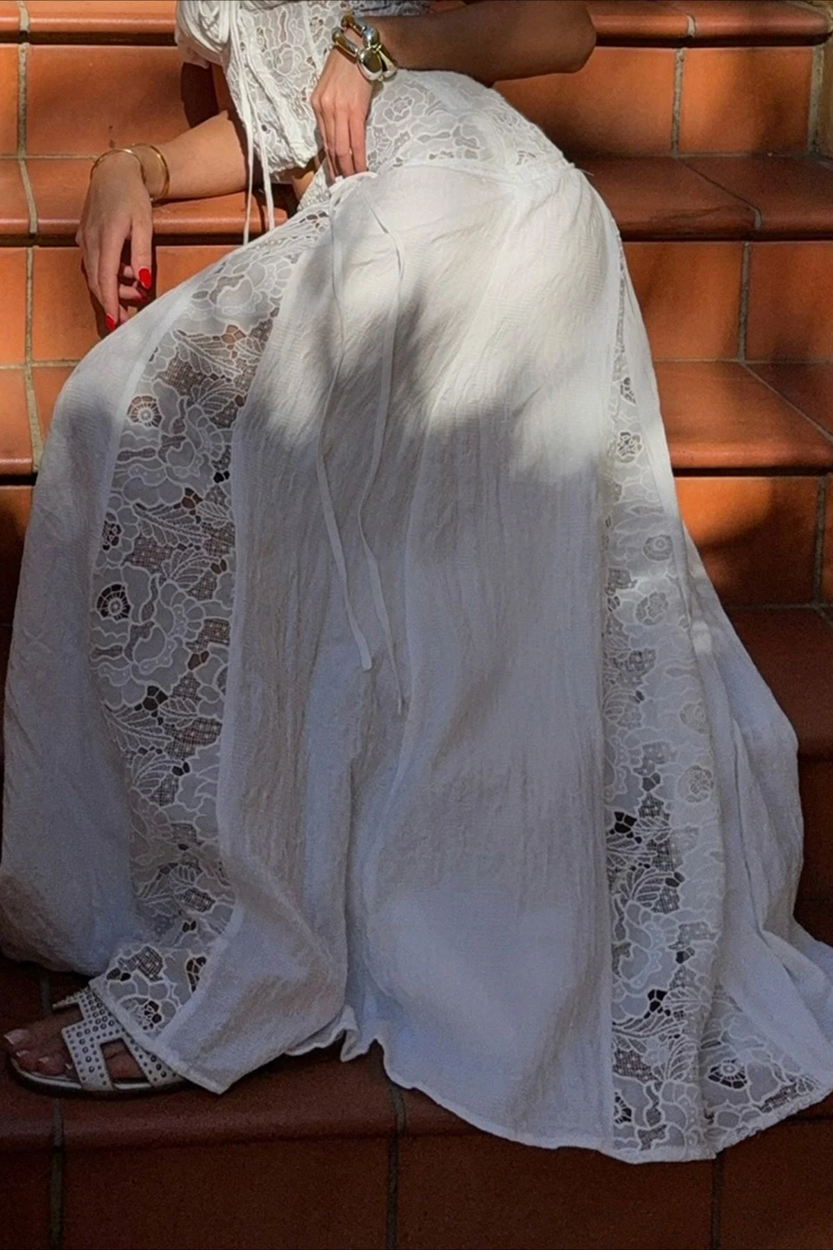 Quinn Low Waist Lace Maxi Skirt - Image 3