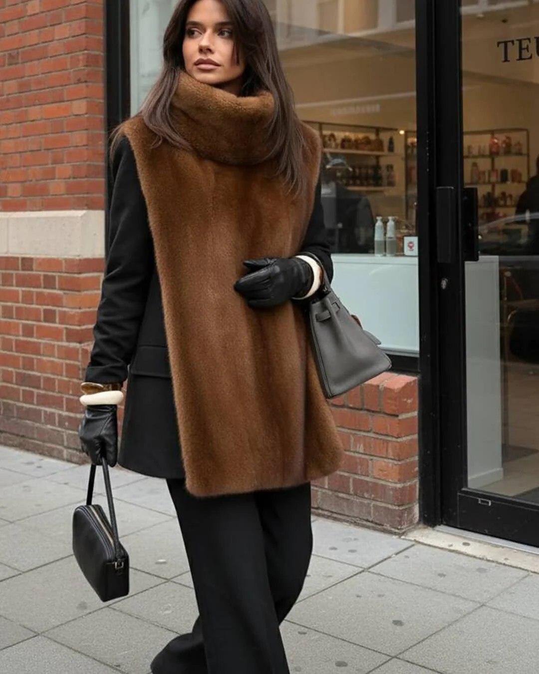 Rina Faux Fur Turtleneck Vest - Image 10