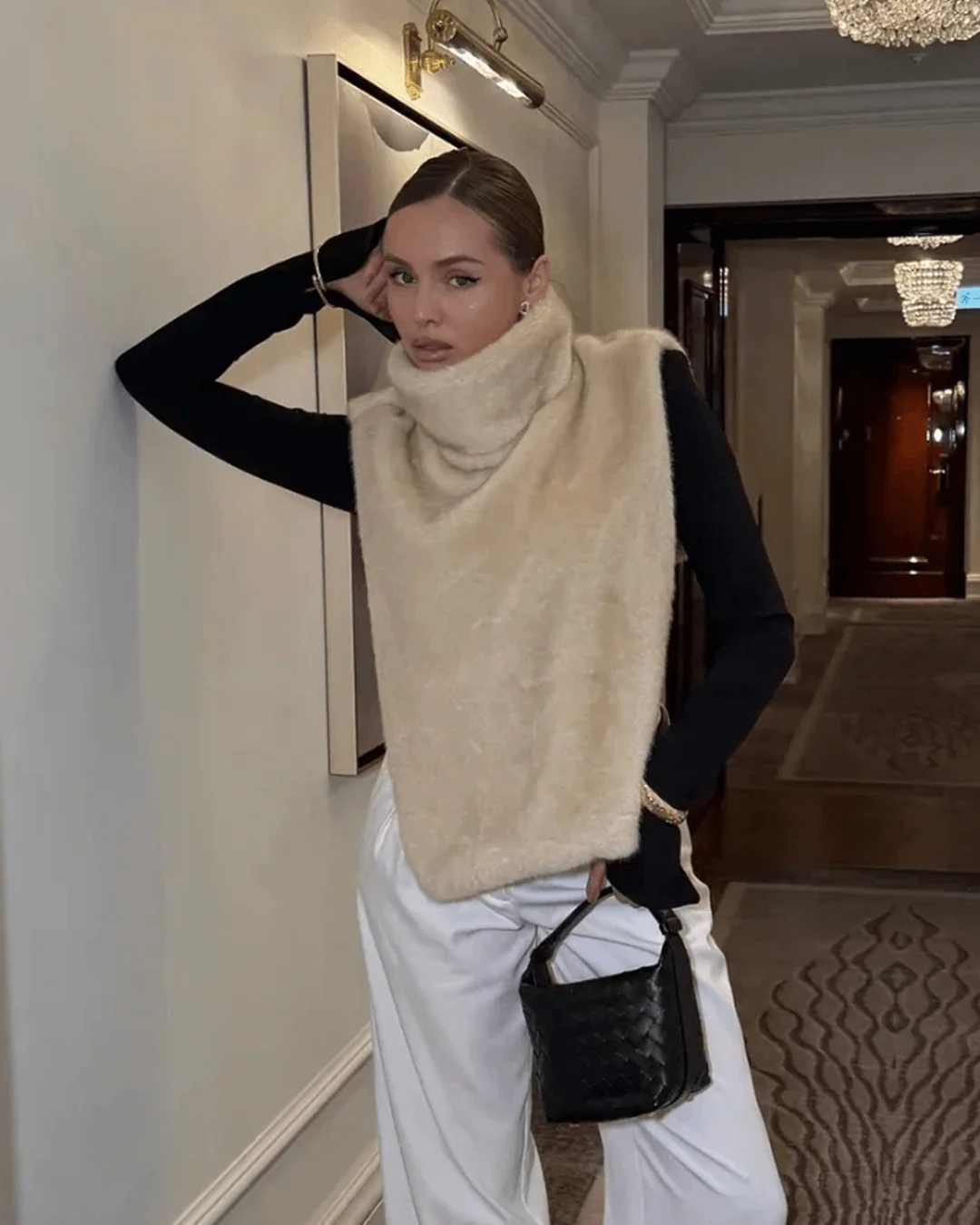 Rina Faux Fur Turtleneck Vest - Image 12