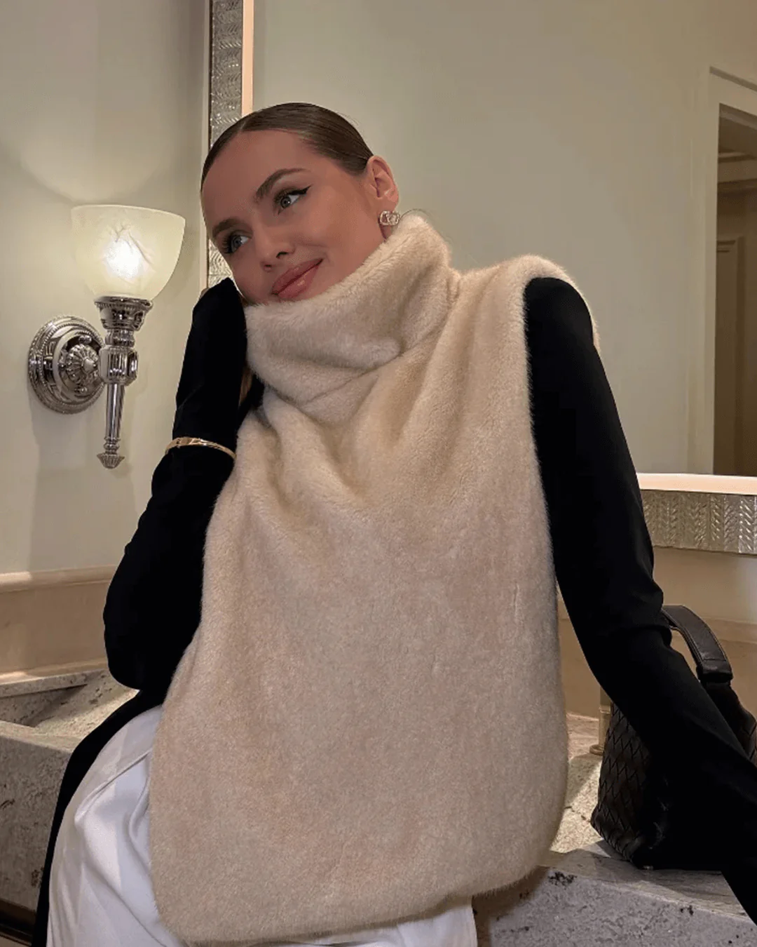 Rina Faux Fur Turtleneck Vest - Image 13