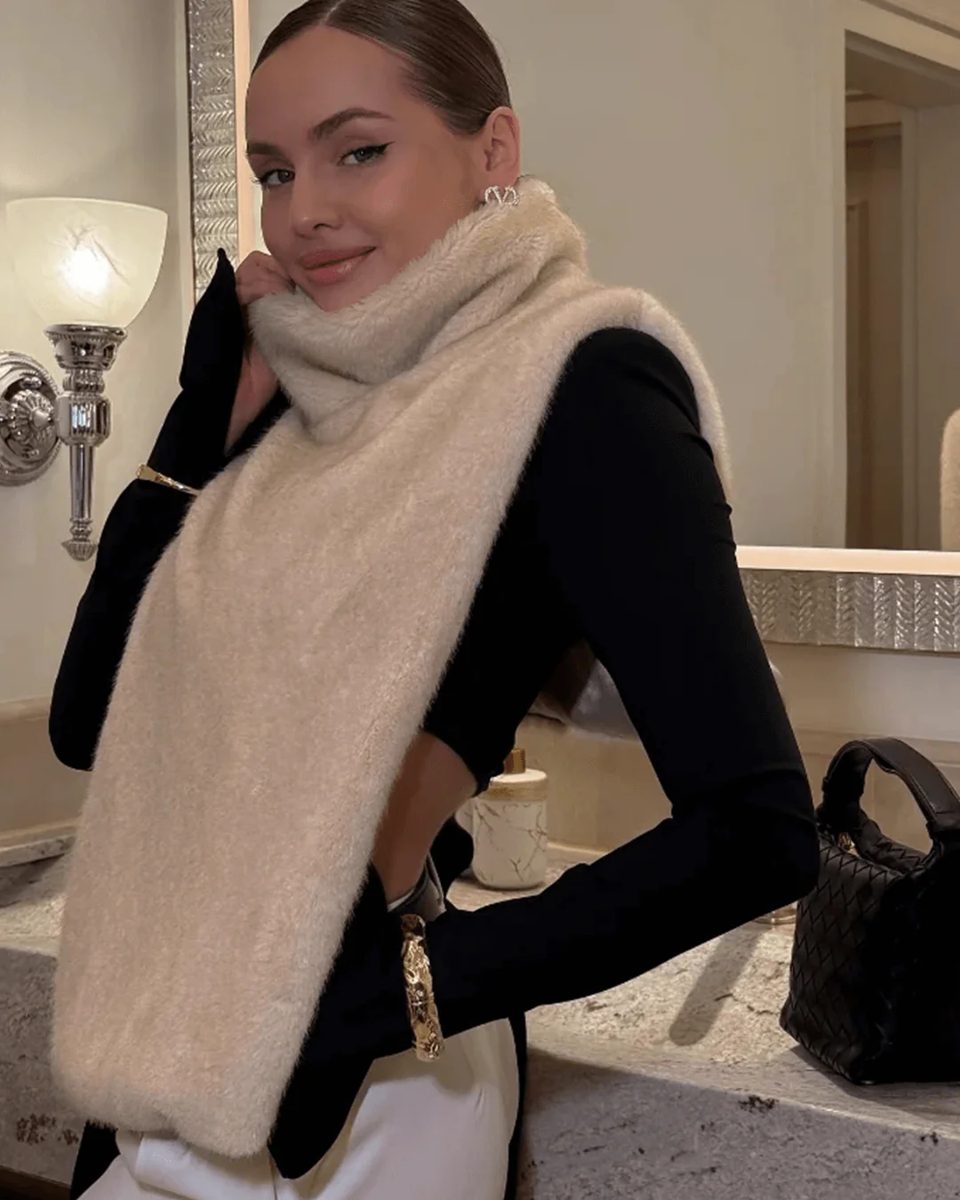 Rina Faux Fur Turtleneck Vest - Image 14