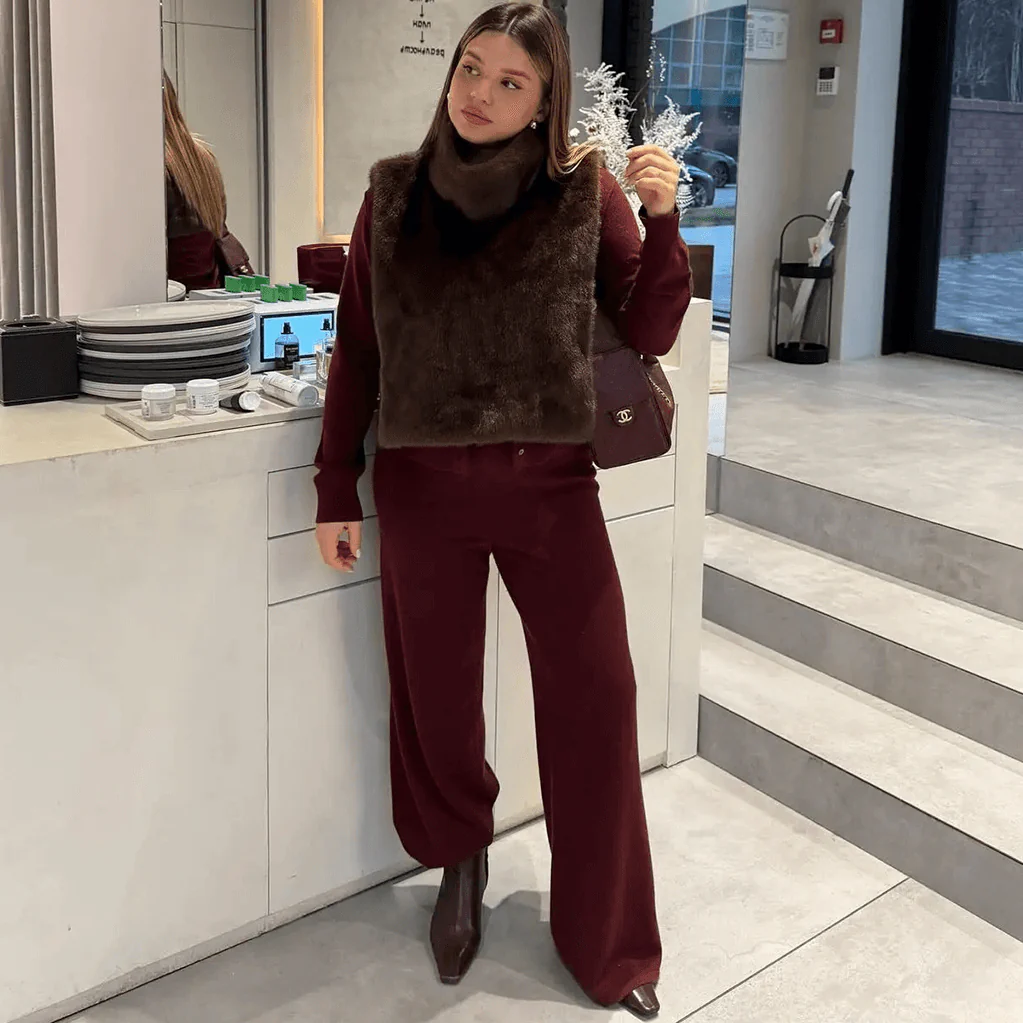 Rina Faux Fur Turtleneck Vest - Image 3