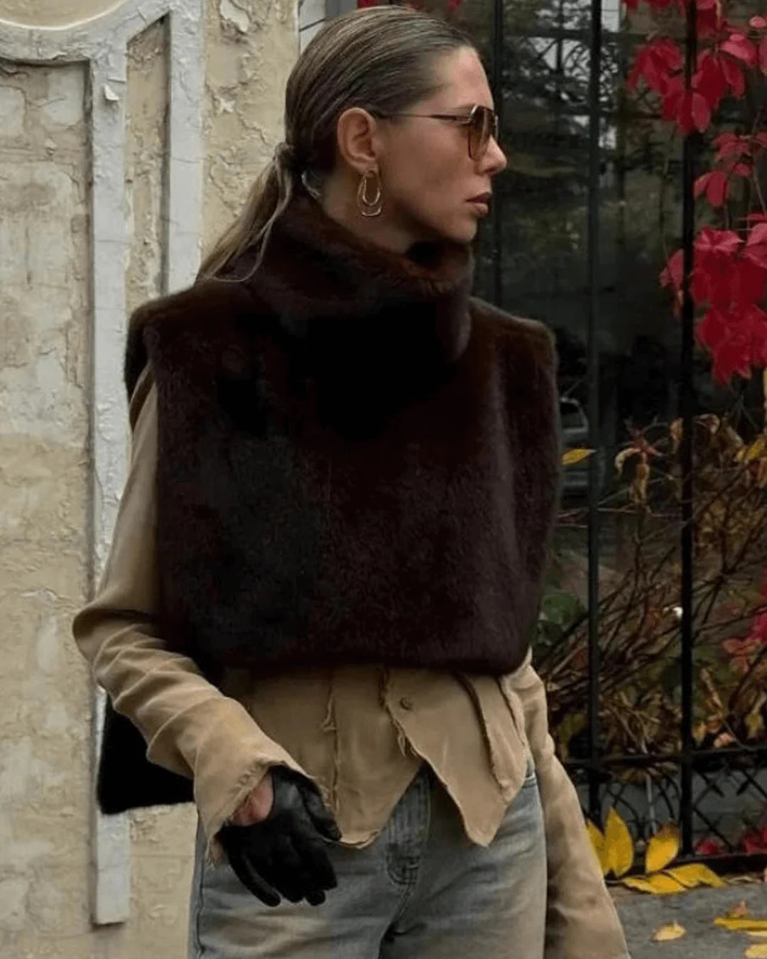 Rina Faux Fur Turtleneck Vest - Image 7