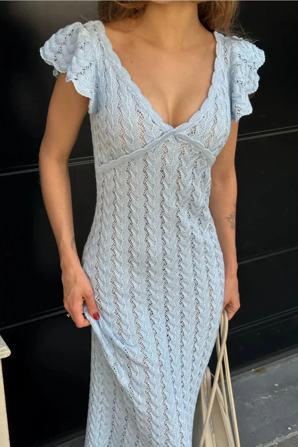 Roan Ruffle Knit Midi Dress - Image 2