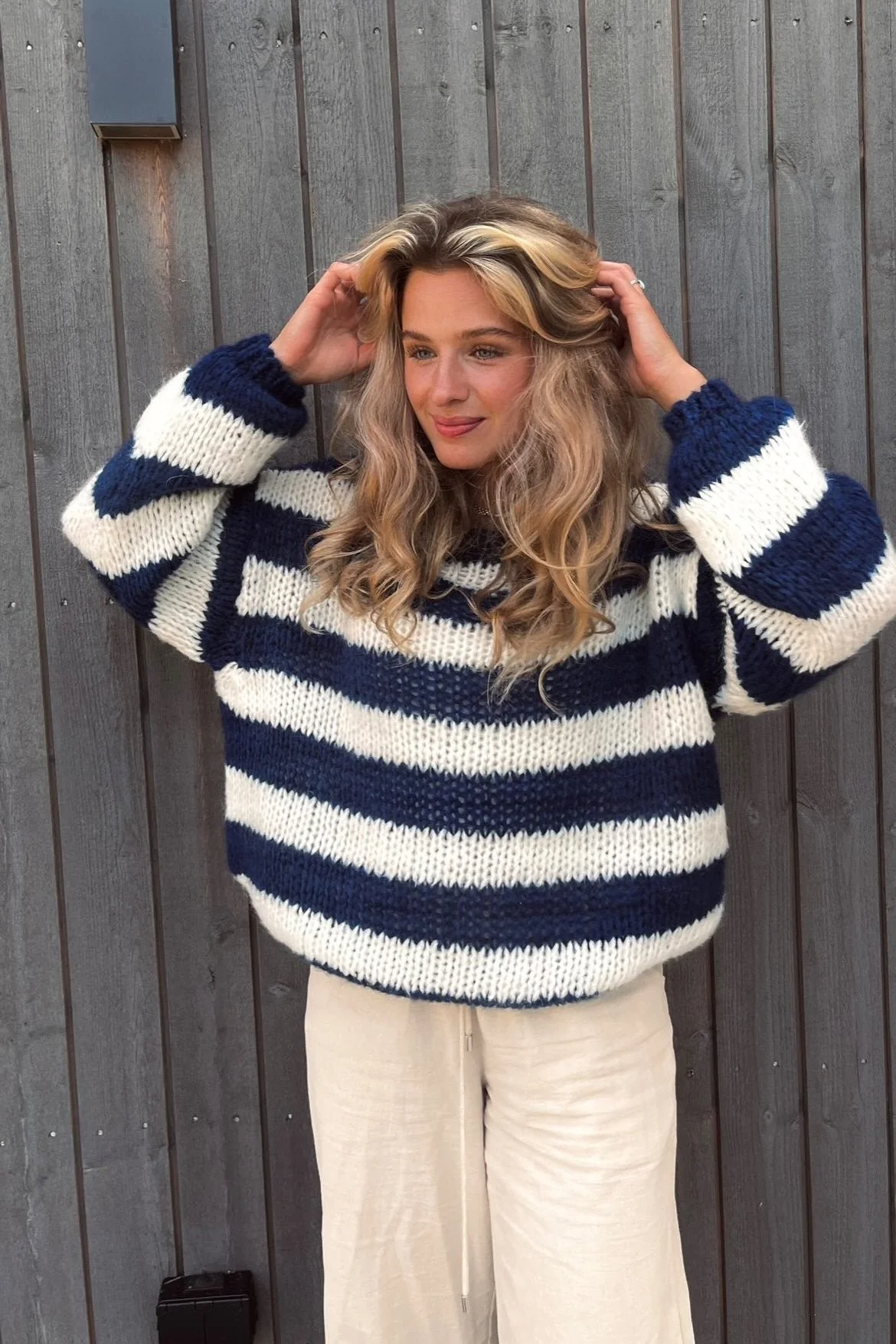 Rose Striped Loose Sweater - Image 3