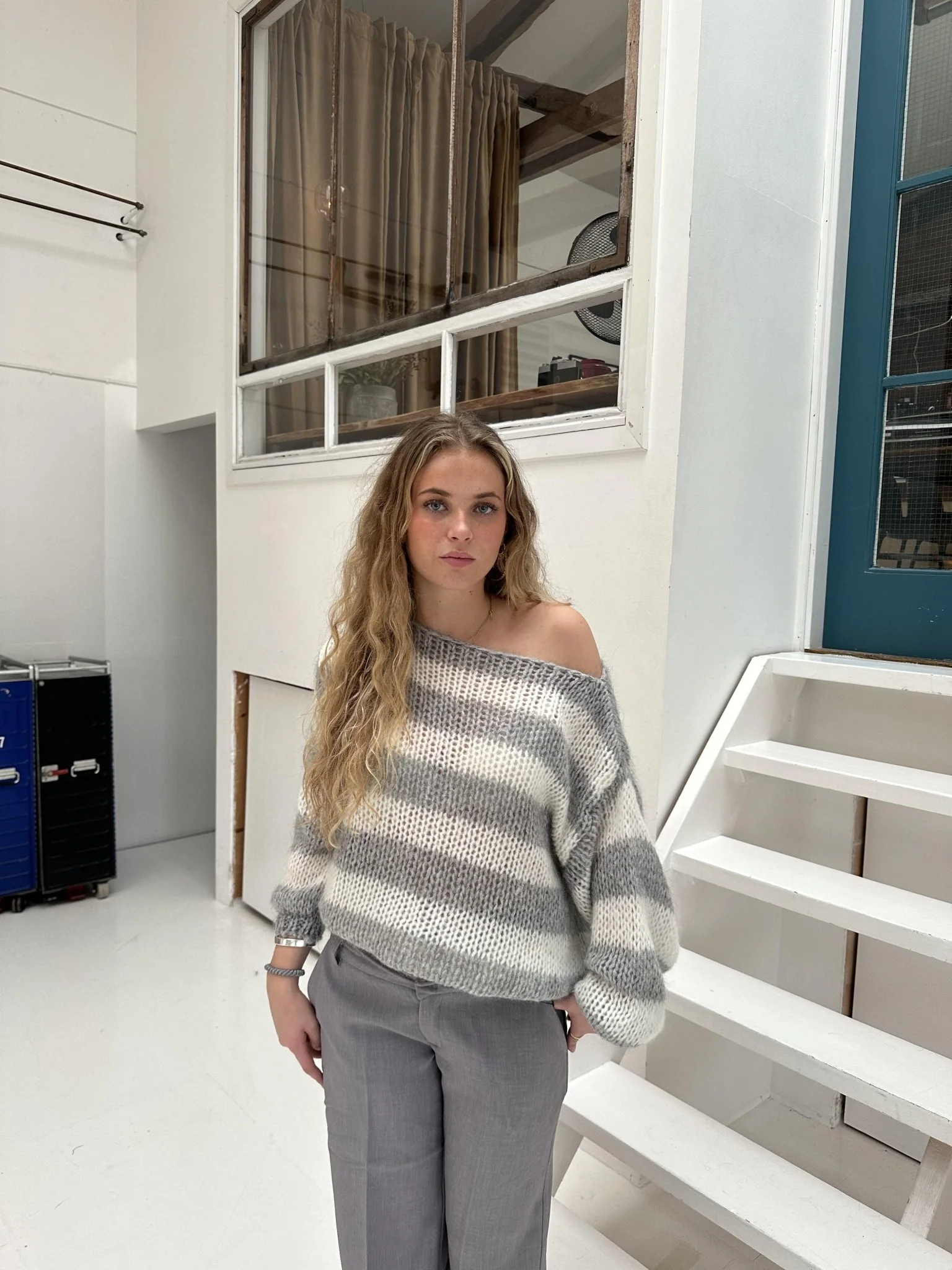 Rose Striped Loose Sweater - Image 7
