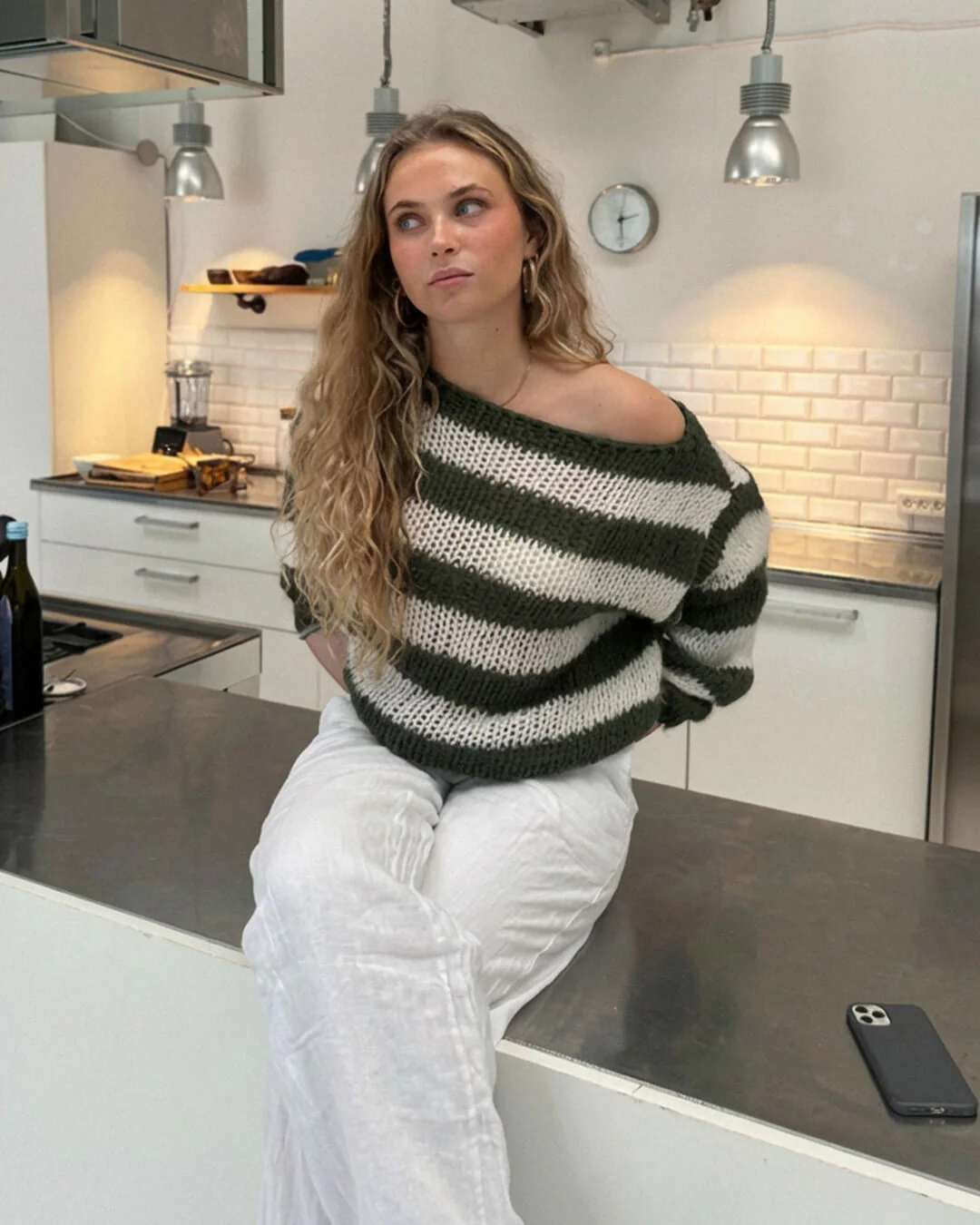 Rose Striped Loose Sweater - Image 9