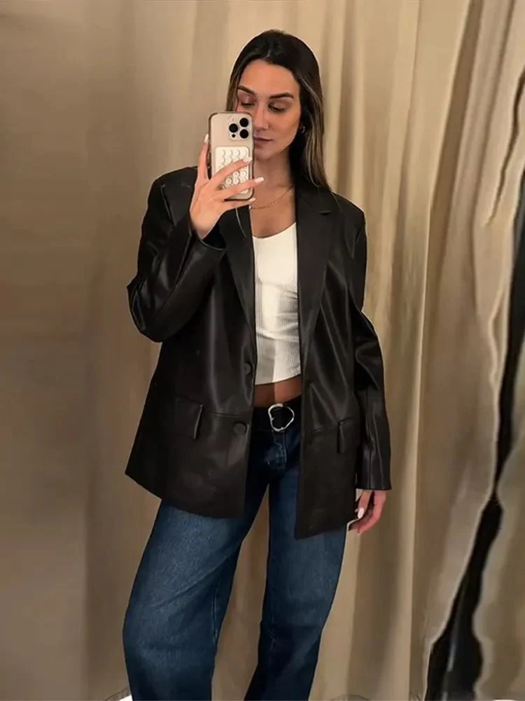 Ryza Vegan Leather Blazer - Image 3