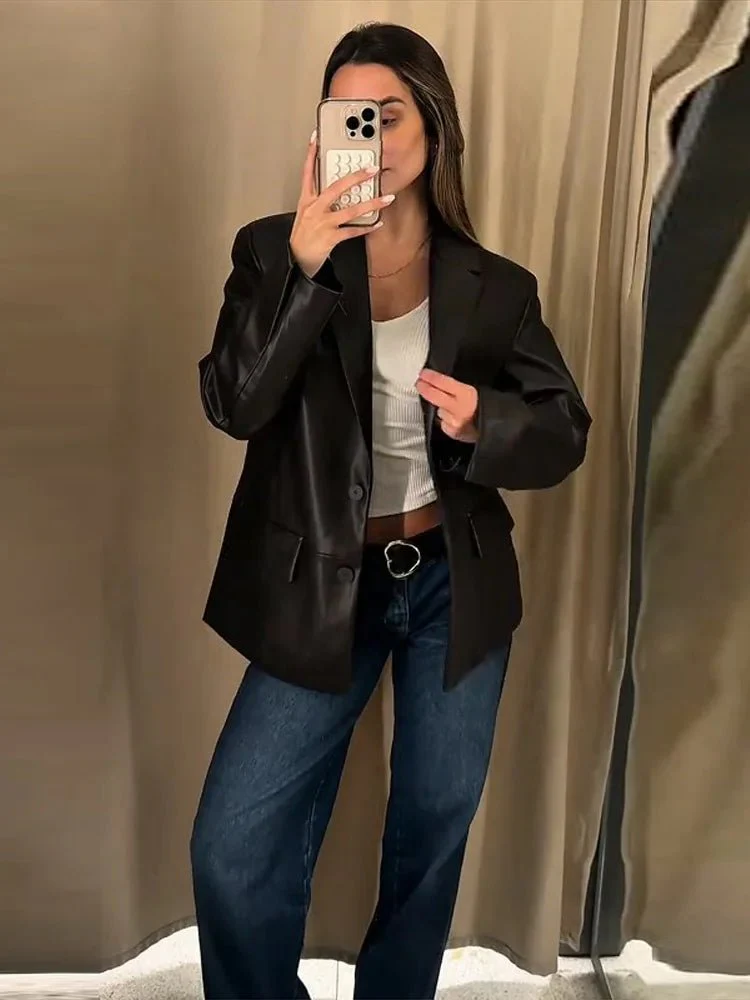 Ryza Vegan Leather Blazer - Image 5