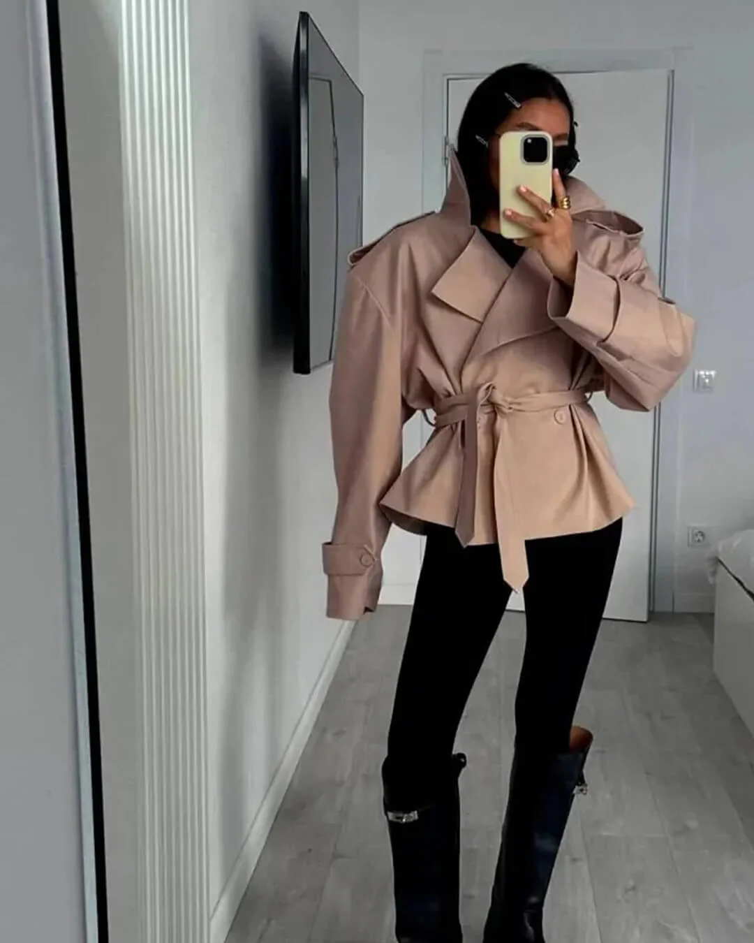 Sandy Lace Up Short Trench Coat - Image 20
