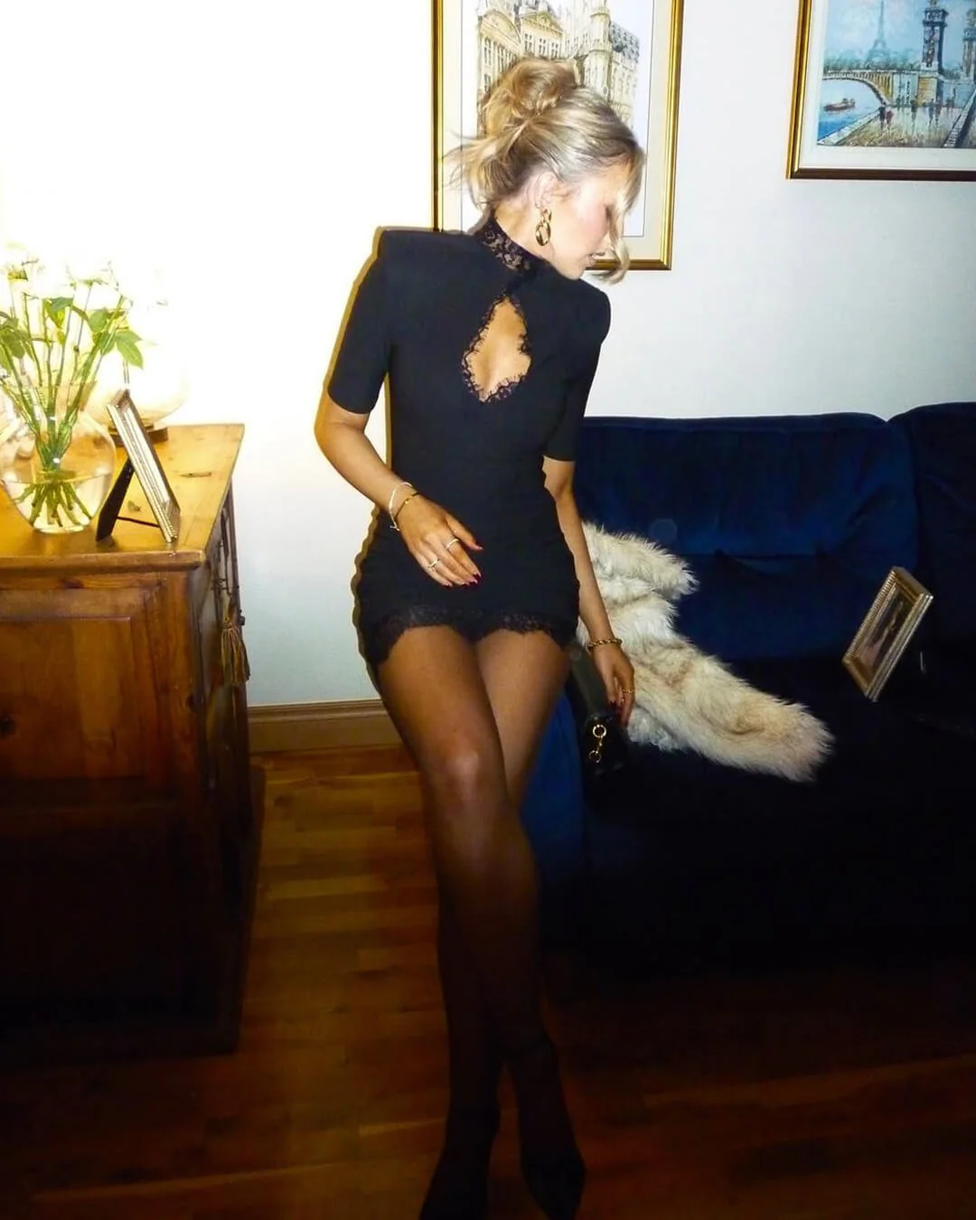 Selena High Neck Lace Mini Dress - Image 8