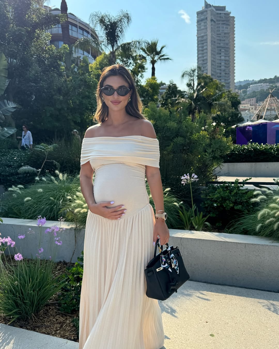 Serena Flowy Off-Shoulder Maternity Dress - Image 2