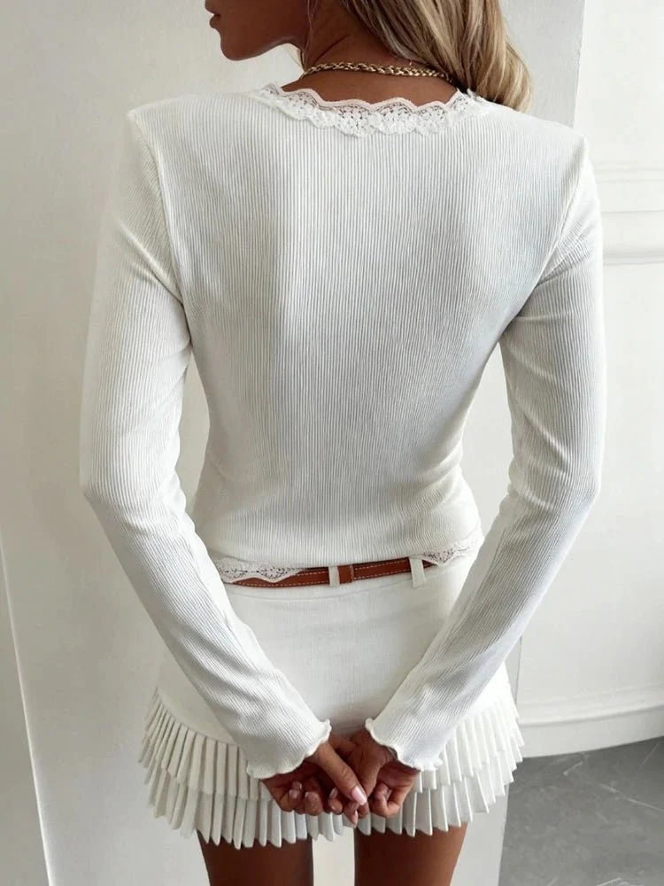 Sharon Cropped Lace Knit Cardigan - Image 4