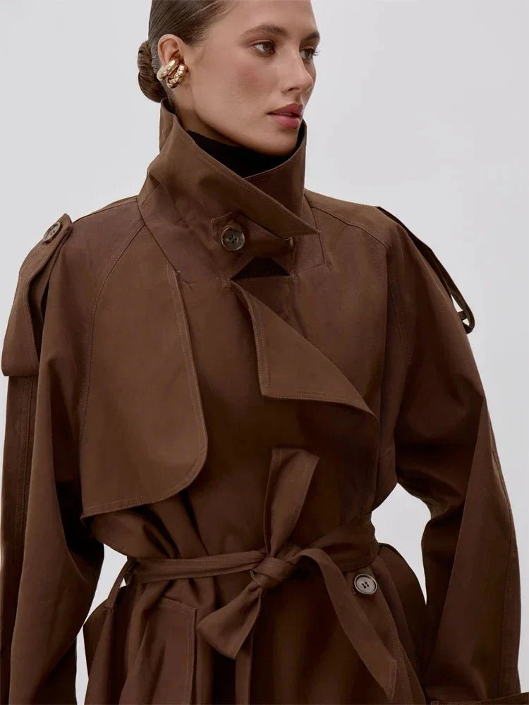 Sonia Lace Up Stand Collar Trenchcoat - Image 6