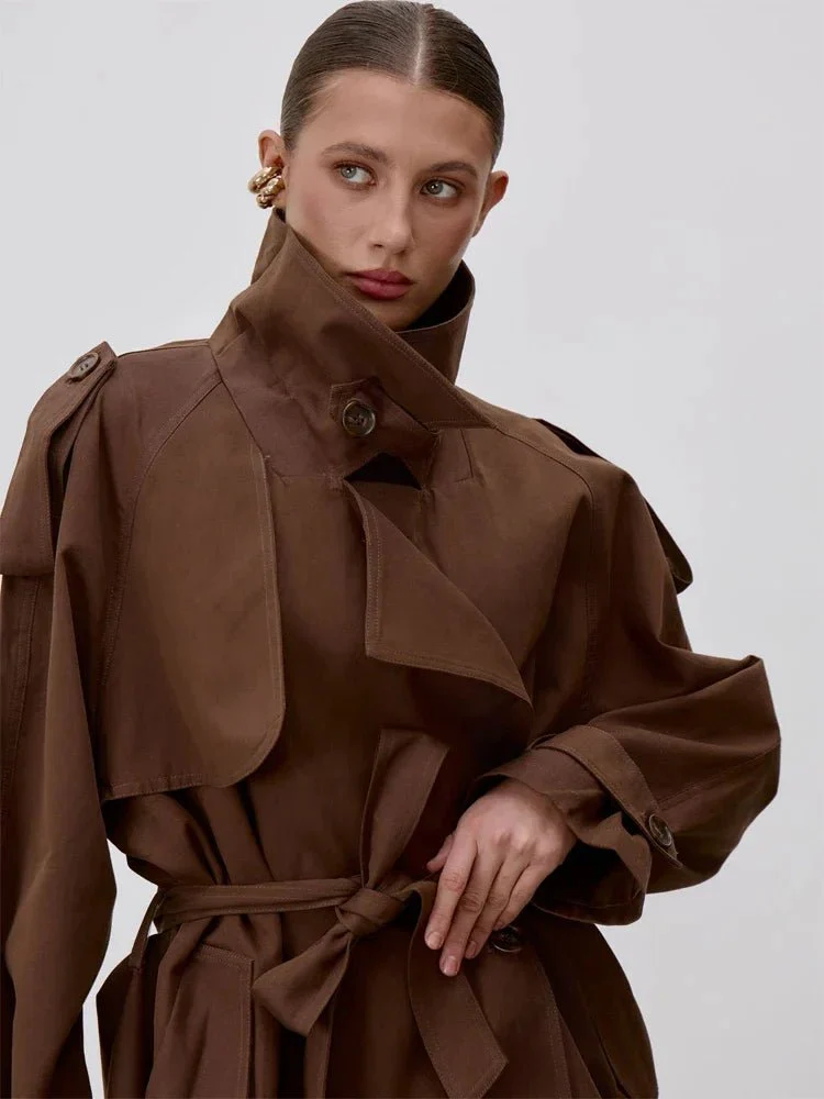 Sonia Lace Up Stand Collar Trenchcoat - Image 8