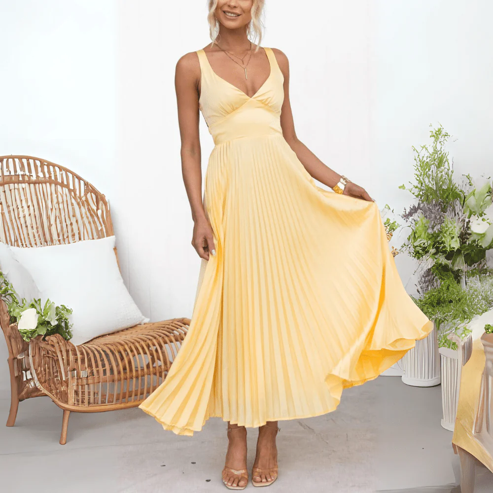 Sophia Flowing Pleated Summer Maxi Dress