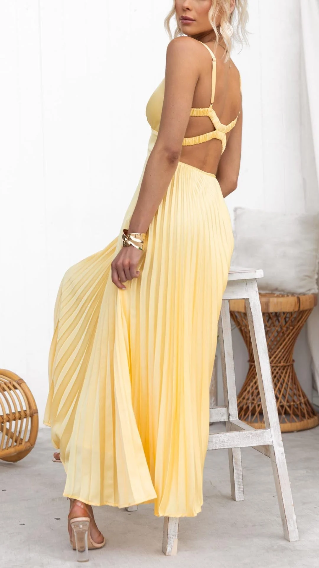 Sophia Flowing Pleated Summer Maxi Dress - Image 4