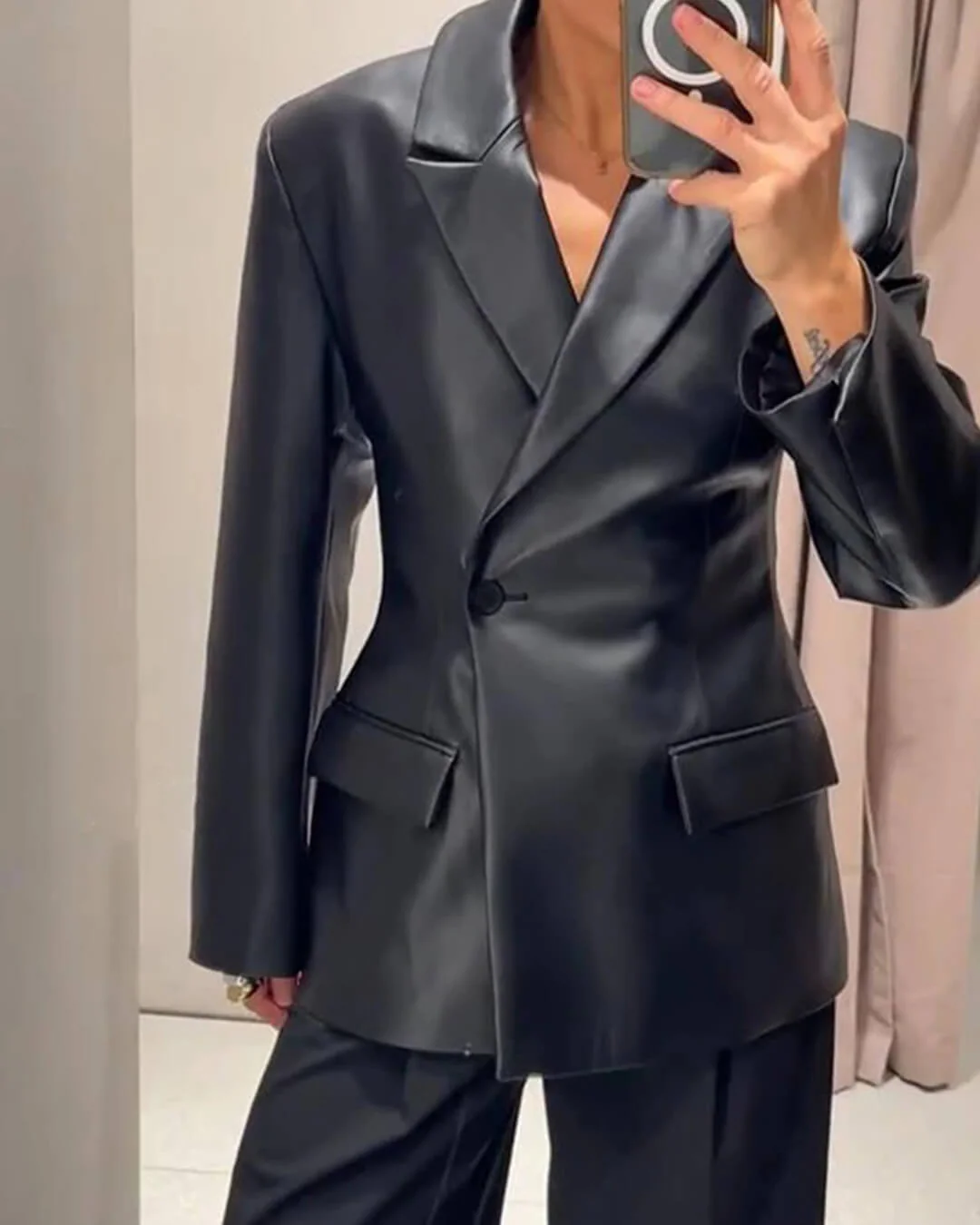 Stella Faux Leather Blazer - Image 3