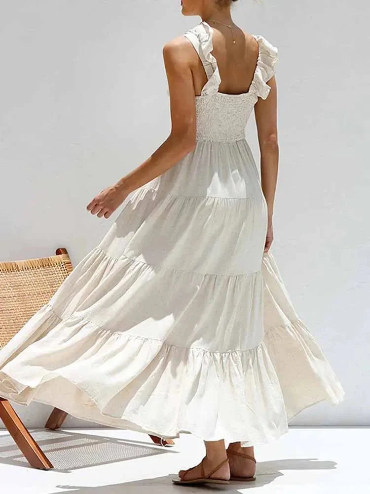 Tahlia Ruffle Cotton Linen Maxi Dress - Image 6