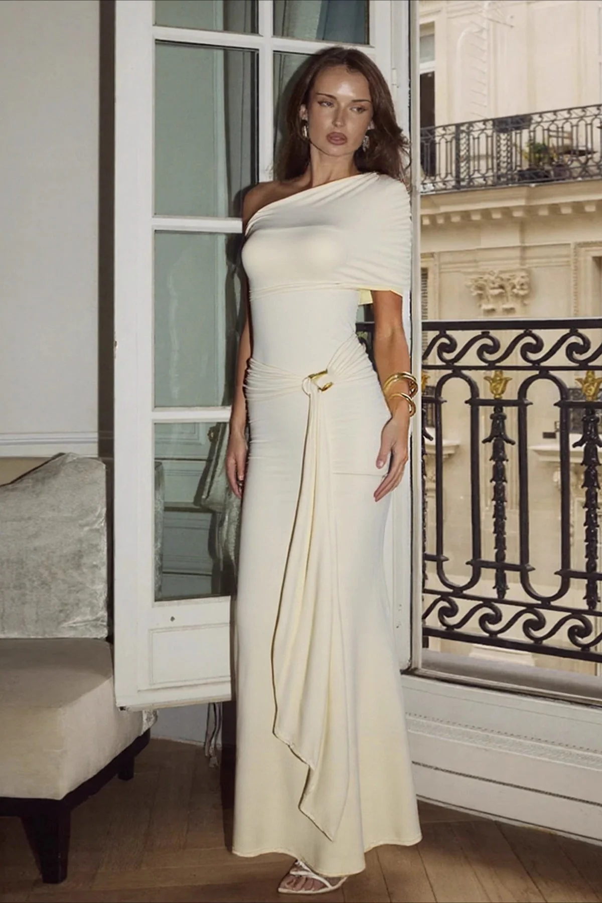Taylor Asymmetrical Bodycon Maxi Dress - Image 3