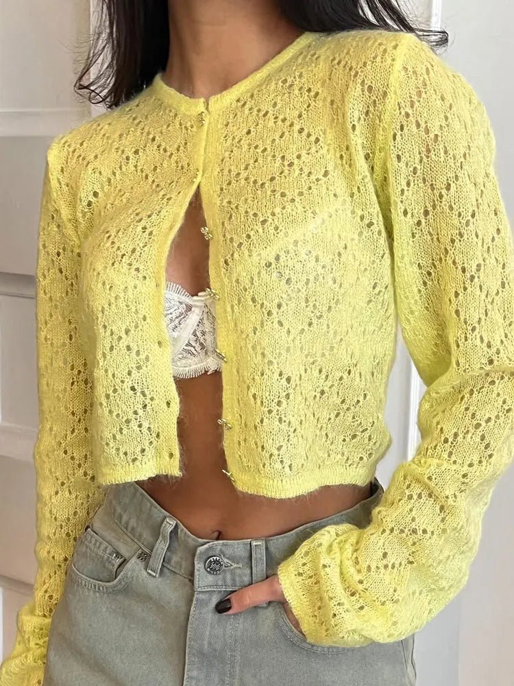 Tessa Sheer Cropped Cardigan - Image 3
