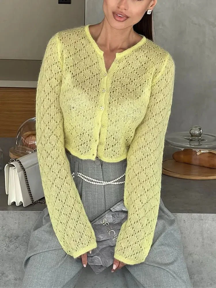 Tessa Sheer Cropped Cardigan - Image 4