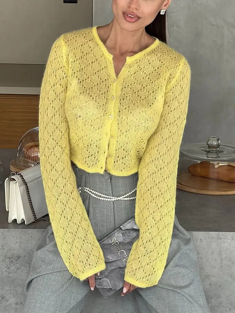 Tessa Sheer Cropped Cardigan - Image 5