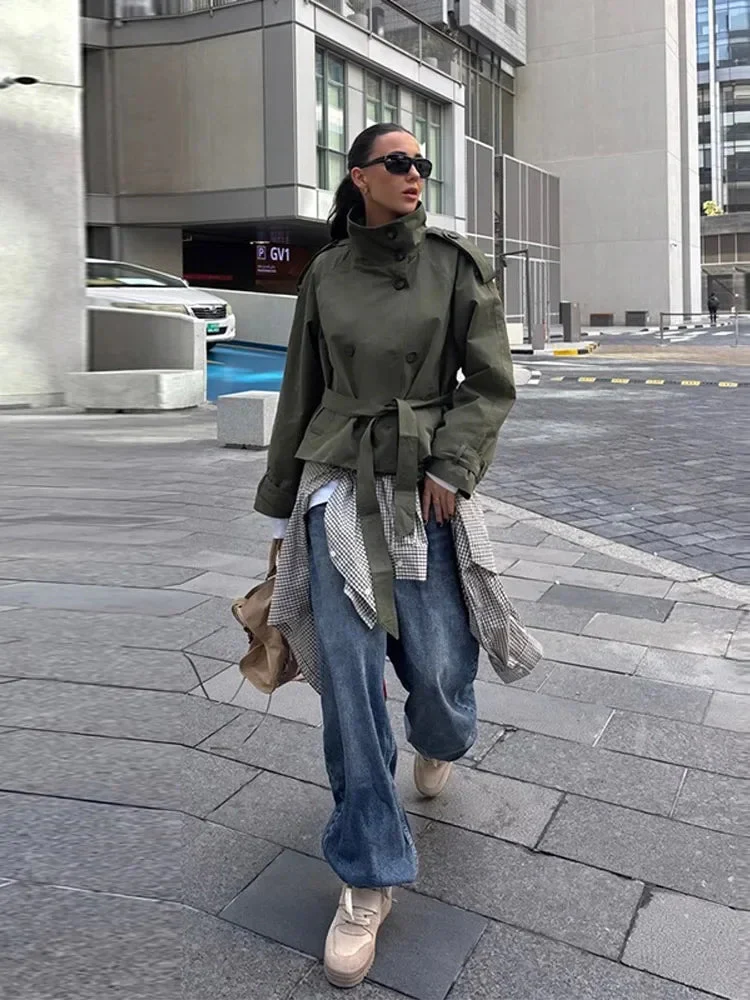 Thea Belted Short Trench Coat - Image 11