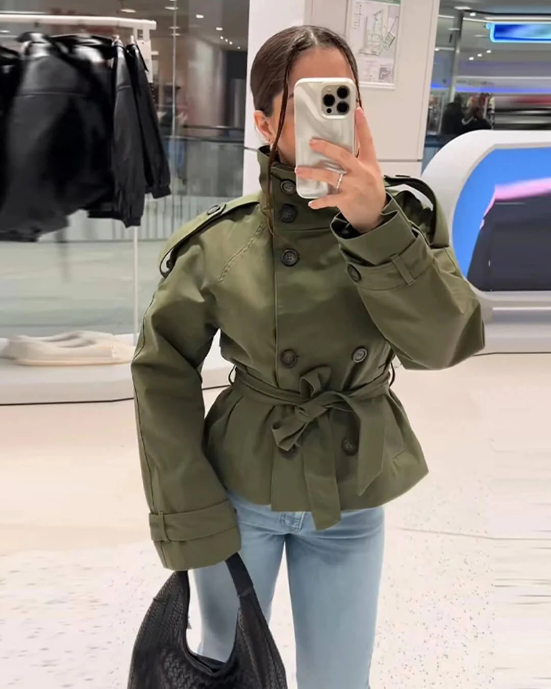 Thea Belted Short Trench Coat - Image 9