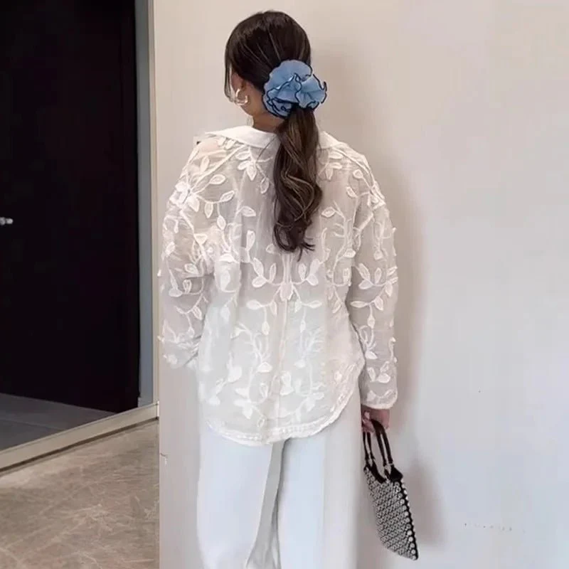 Tina Long Sleeve Embroidered Blouse - Image 3