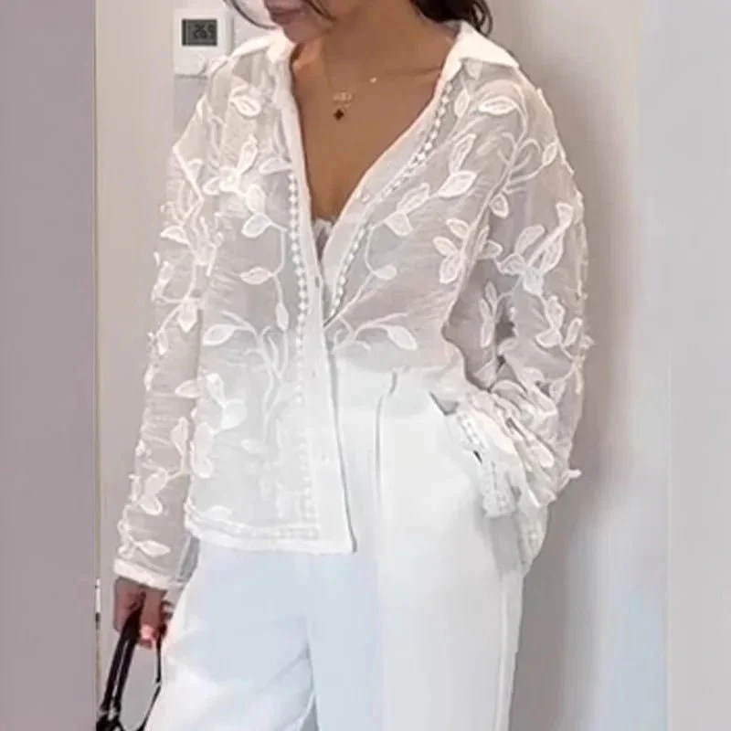 Tina Long Sleeve Embroidered Blouse - Image 4