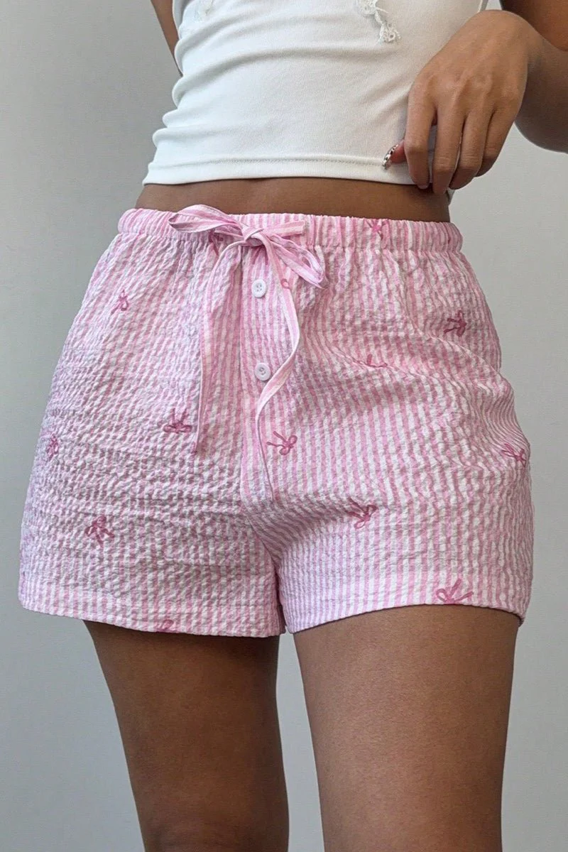Tirzah Striped Low-Waisted Elastic Shorts