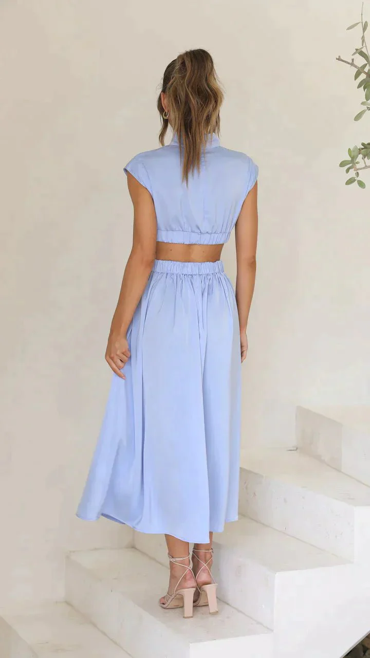 Valentina High-Neck Midi Dress with Waist Cutouts - Image 5