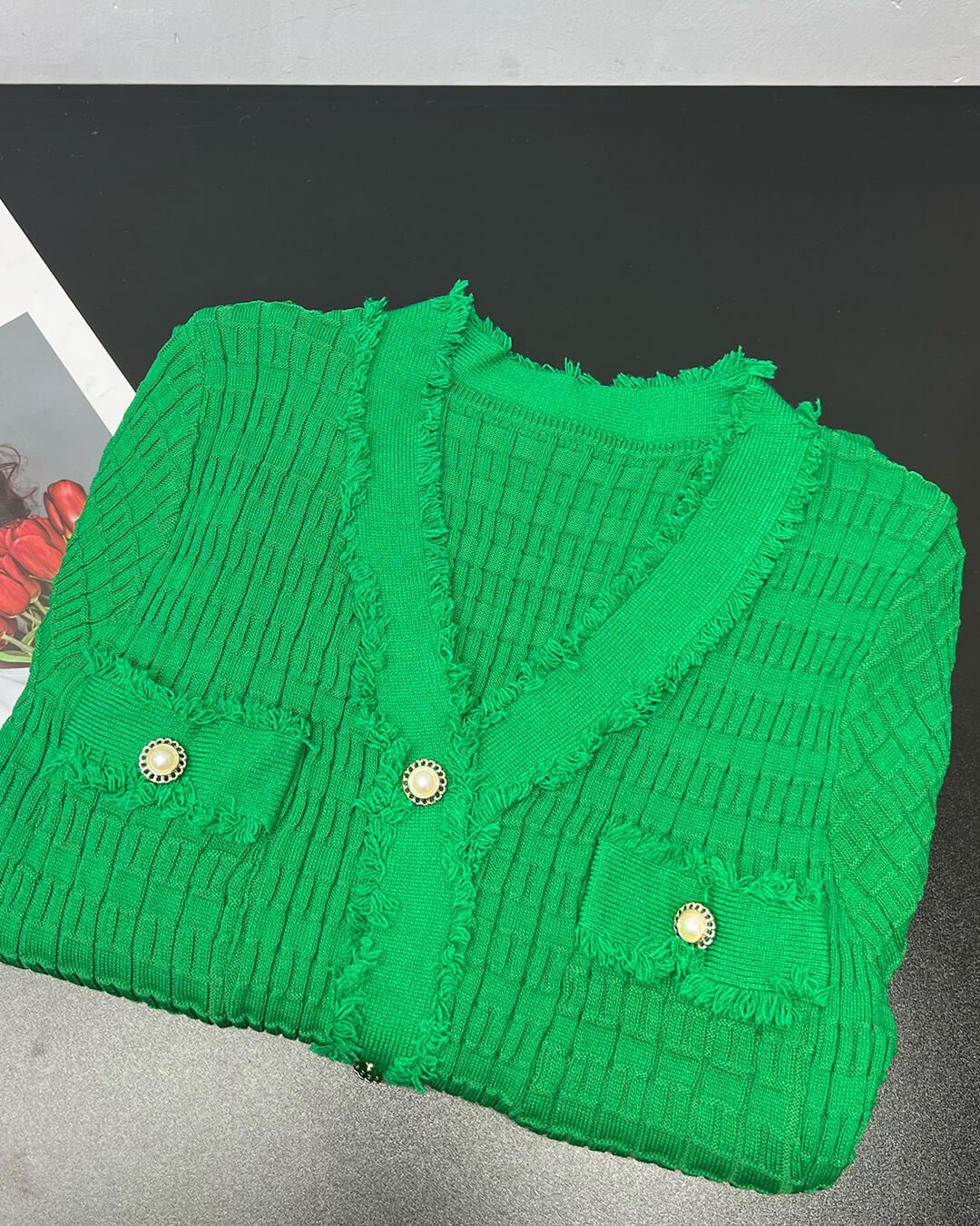 Valentina V-Neck Knitted Sweater Dress - Image 10