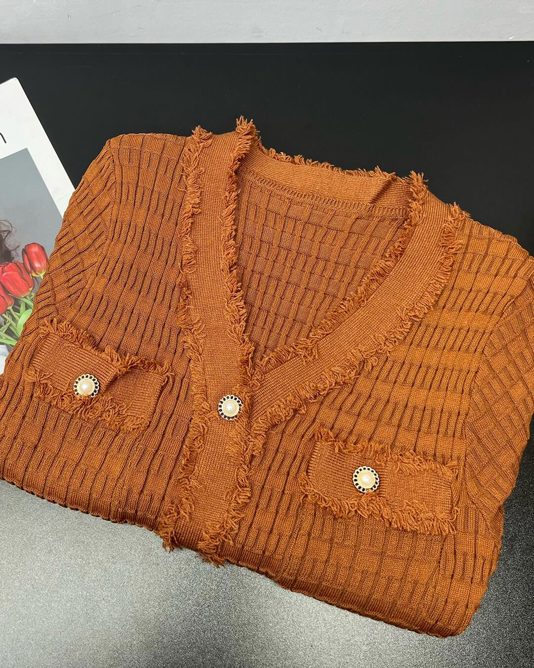 Valentina V-Neck Knitted Sweater Dress - Image 8