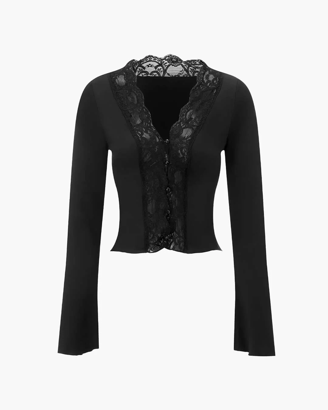 Victoria Long Sleeve Lace Trim Blouse - Image 2