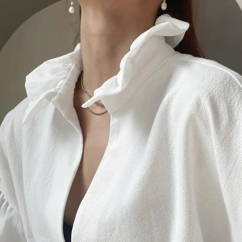 Vivian V-Neck Puff Long Sleeve Blouse - Image 3
