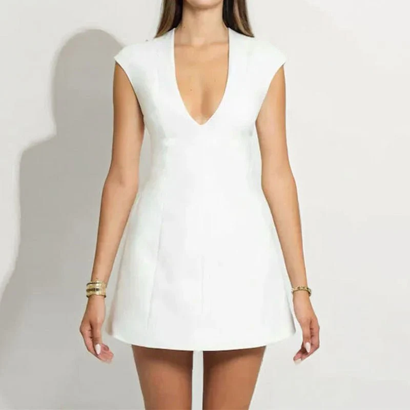 Vivienne Deep V-Neck Mini Dress - Image 4