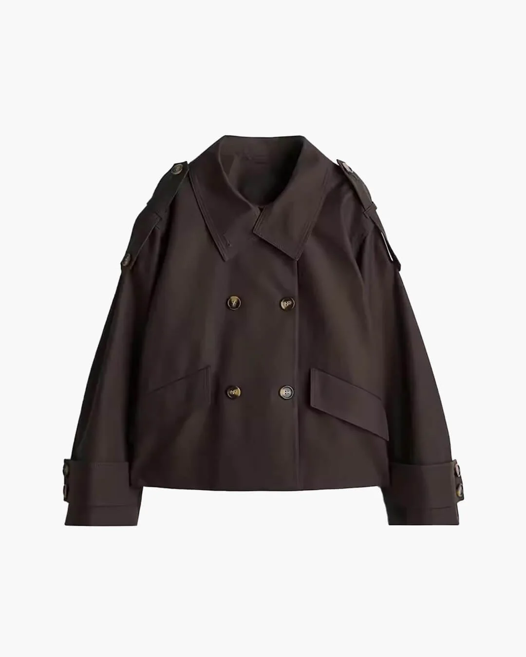 Vivienne Stand Collar Cropped Trench Coat - Image 7