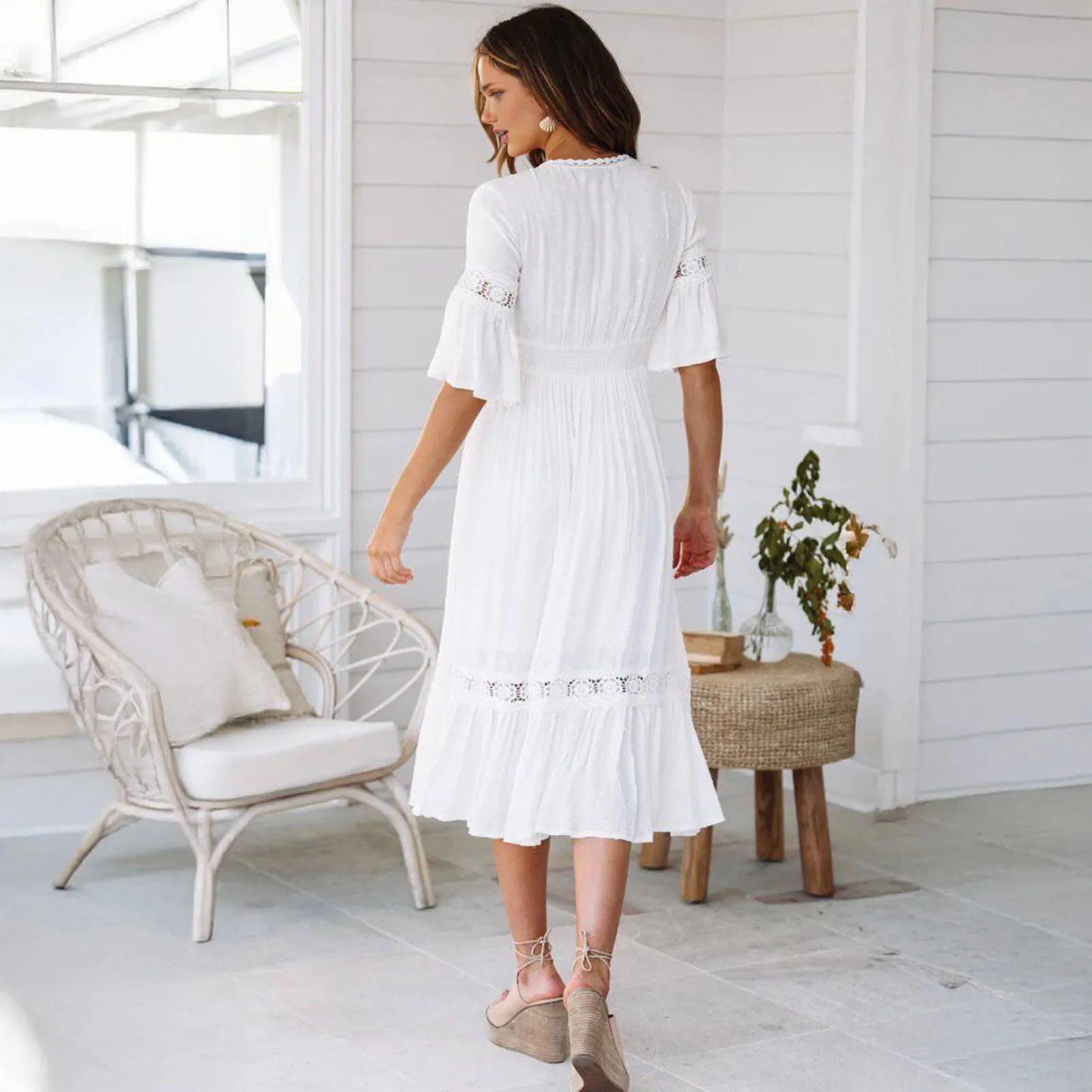 Winona Lace V-Neck Midi Dress - Image 6