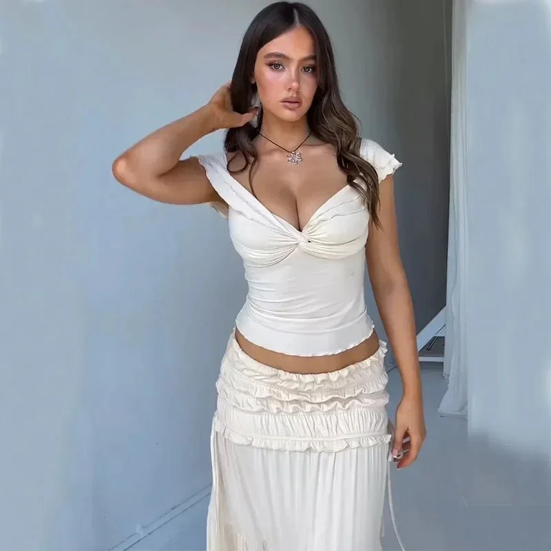 Zendaya Ruffled Crop Top Maxi Skirt Set - Image 3