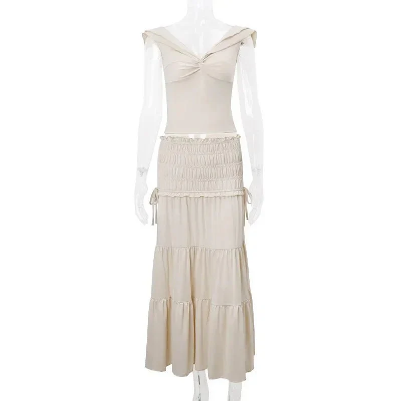 Zendaya Ruffled Crop Top Maxi Skirt Set - Image 8