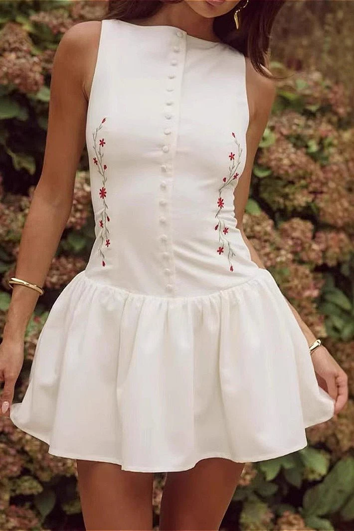 Zofia Sleeveless Embroidered Mini Dress - Image 3